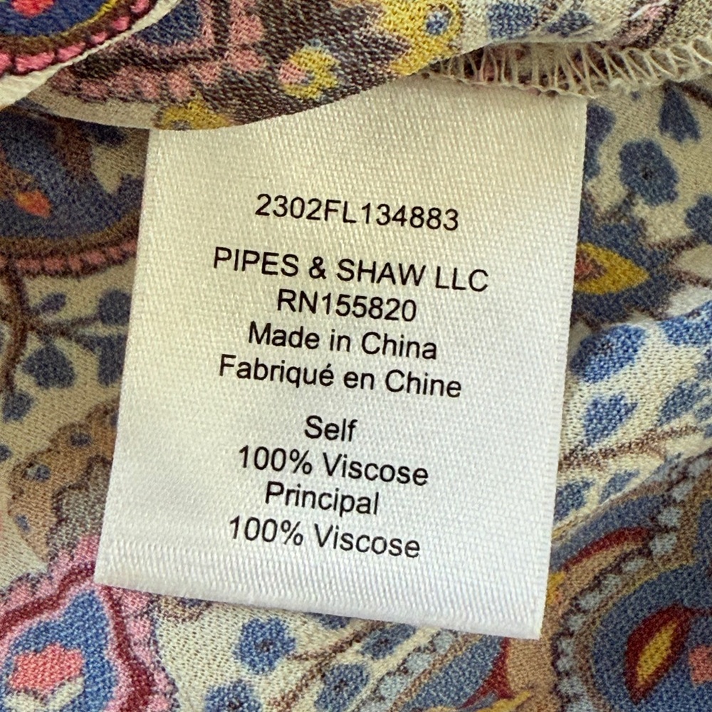 Veronica Beard Multicolor Sura Printed Button-Front Long Sleeve Boho Blouse Sz 6 - Picture 7 of 9